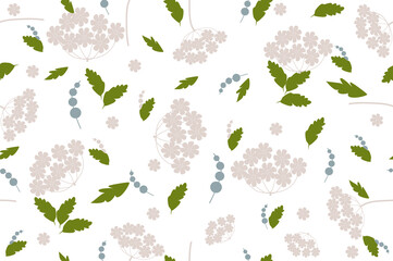Seamless plant pattern in light tones for wallpaper design, packaging, fabric. Vector illustration