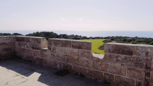 A beautiful view from a castle balcony in Cala Millor in Mallorca, Spain