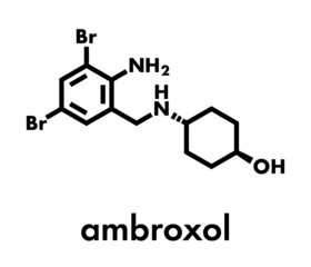 Ambroxol secretolytic drug molecule. Also often used in treatment of soar throat. Skeletal formula.