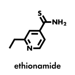 Ethionamide tuberculosis drug molecule. Skeletal formula.