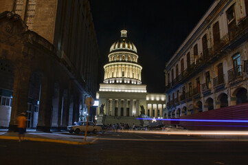 Fototapeta na wymiar The Capitolio building at night, Havana, Cuba