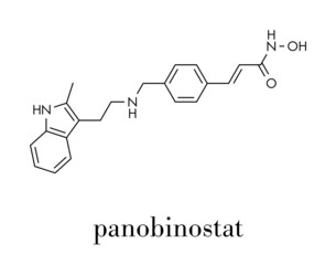 Panobinostat cancer drug molecule (histone deacetylase inhibitor). Skeletal formula.