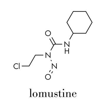 Lomustine brain cancer chemotherapy drug molecule. Skeletal formula.