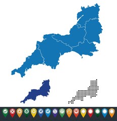Set maps of South West England regions