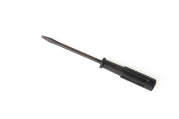 The screwdriver is black, on a white isolated background
