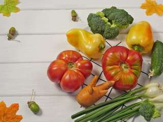 vegetables on a wooden table