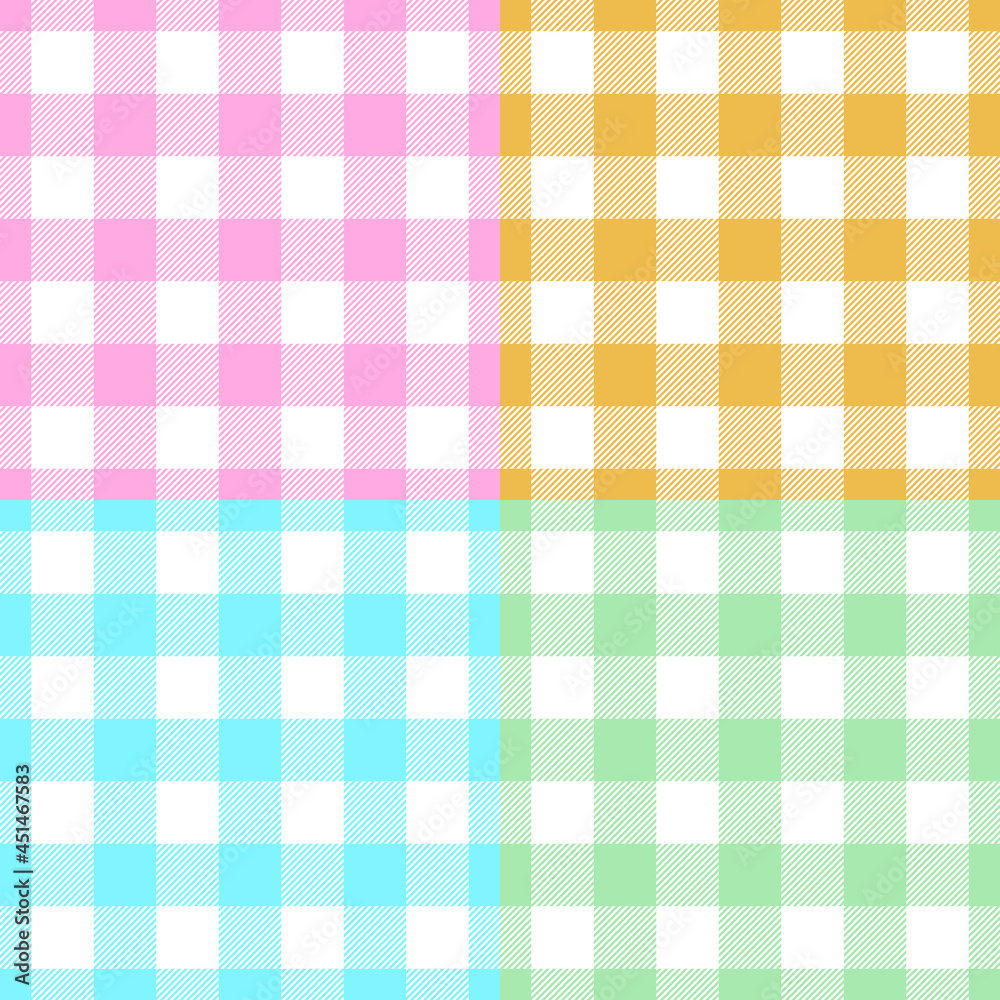 Poster set of square multicolored pastel checked seamless design for pattern and background
