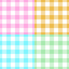 set of square multicolored pastel checked seamless design for pattern and background
