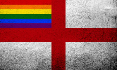 England Rainbow LGBT pride flag. Grunge background