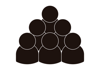 Icono negro de grupo de gente en fondo blanco.