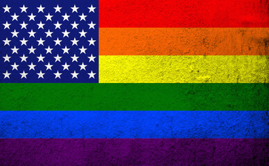 United States of America Rainbow LGBT pride flag. USA. Grunge background