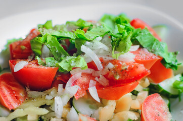 vegetable salad with fresh tomatoes and onions.