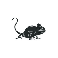 Chameleon Animal Icon Silhouette Illustration. Reptile Vector Graphic Pictogram Symbol Clip Art. Doodle Sketch Black Sign.