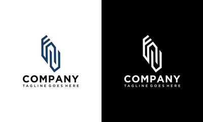 Abstract Letter Initial FN Vector Logo Design Template