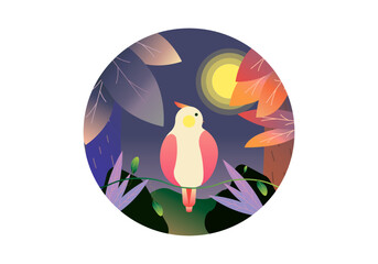 vector illustration of bird in jungle