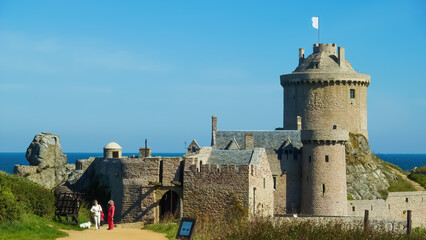 Fort la latte (Cap Frehel), France - October 9. 2015: View on medieval sandstone castle from 13th...