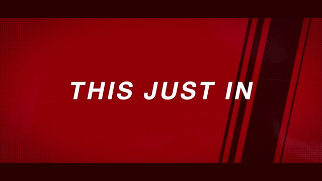 This just in graphic in red. Animated text and graphics.
