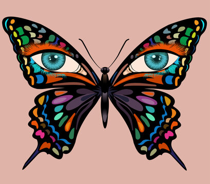 Beautiful Eyes Of The Girl With Butterfly Wings