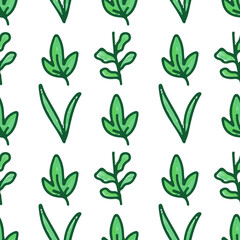 Watercolor seamless pattern with tropical leaves. Beautiful print with hand drawn cute plants. Botanical design. Vector.