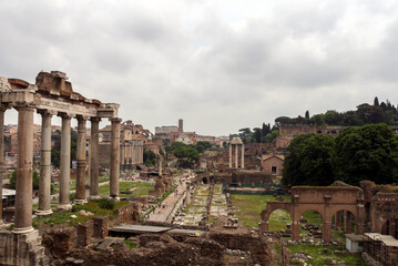 Fototapeta na wymiar Temple of Saturn at the Forum Romanum in Rome