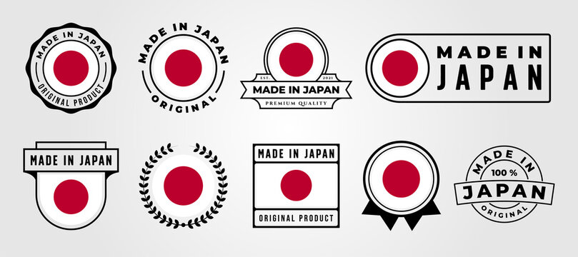 made in japan vector set logo symbol illustration design, japanese label bundle design