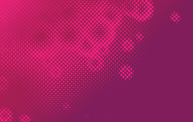 Splashed of abstract graphic digital dotted elements. Fucshia splashed circular shapes  on purple background. Base graphic design with space for text and logo.