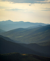 Naklejka premium Summer day in the Ukrainian Carpathians near the city of Yaremche