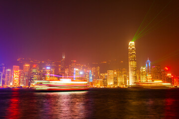 Fototapeta premium Hong Kong city light show skyline