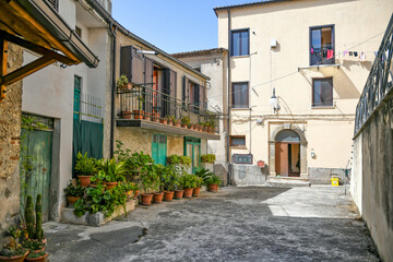 Fototapeta na wymiar A street in the historic center of Acri, a medieval town in the Calabria region of Italy.