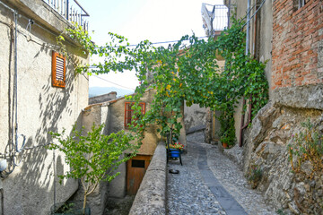 Fototapeta na wymiar A street in the historic center of Acri, a medieval town in the Calabria region of Italy. 