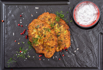 MUCVER. Traditional Turkish Zuccini Mucver. Mucver is a Turkish fritter or pancake, made from grated zucchini.