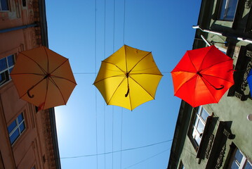 yellow and red umbrella