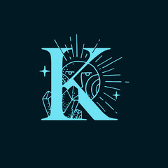 K letter logo in the astrological style.