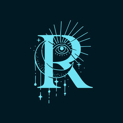 R letter logo in the astrological style.