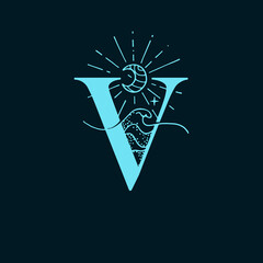 V letter logo in the astrological style.
