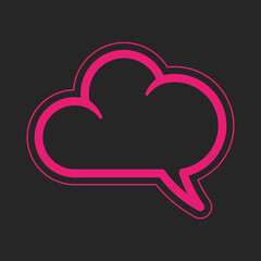 Cloud intimate chat icon. Gentle image of a private chat for communication. Isolated vector illustration on black background.