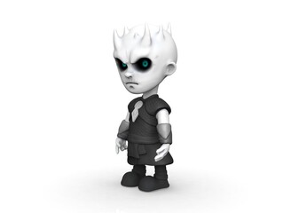 Horror cartoon character white walkers ona white background 3D-Rendering