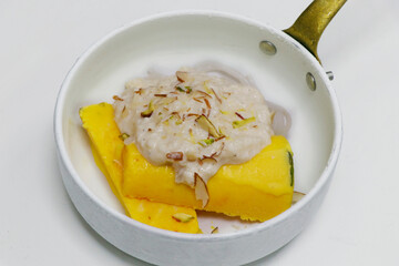 saffron kulfi with falooda, indian sweet food speciality