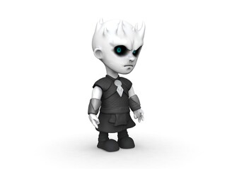 Horror cartoon character white walkers ona white background 3D-Rendering