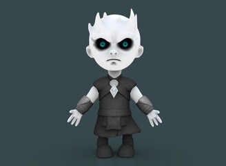 Horror cartoon character white walkers ona white background 3D-Rendering