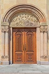 Central entrance doors to church