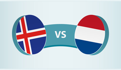 Iceland versus Netherlands, team sports competition concept.