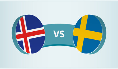 Iceland versus Sweden, team sports competition concept.
