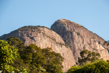 Fototapeta na wymiar Two Hill Brother from a different angle, seen from the Gavea neighborhood in Rio de Janeiro.