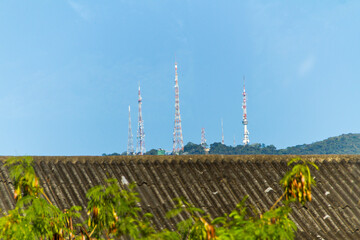 antennas on the top of the sumare hill in rio de janeiro, Brazil.
