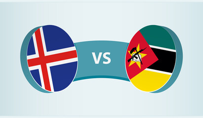 Iceland versus Mozambique, team sports competition concept.