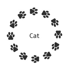 Footpath trail of cat. Pet foot print trail