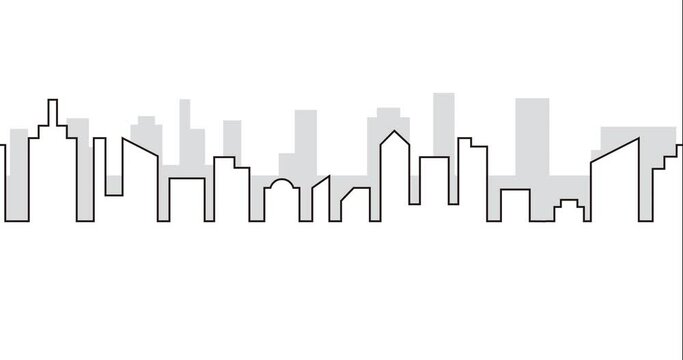 animation.urban buildings on the highway with outline vector style in an animated 4k video video