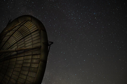 Giant parables of a former nato base with milky way in the background