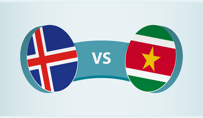 Iceland versus Suriname, team sports competition concept.